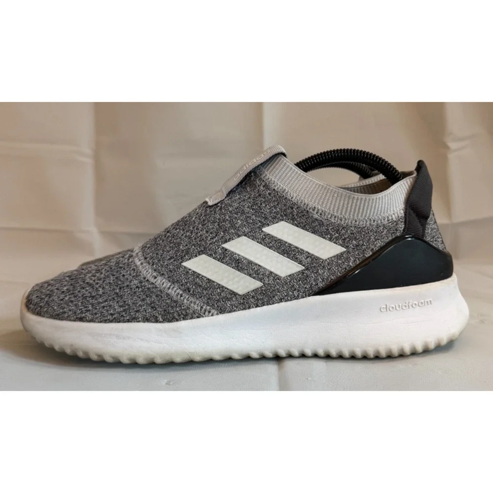 Adidas Ultimafusion Slip On Sneakers Womens 9 Gray White Knit Comfort B96469